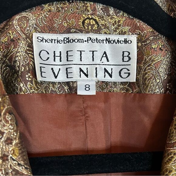CHETTA B Vintage Long Sleeve Gold Paisley Jacquard Blazer 8 - Picture 10 of 10